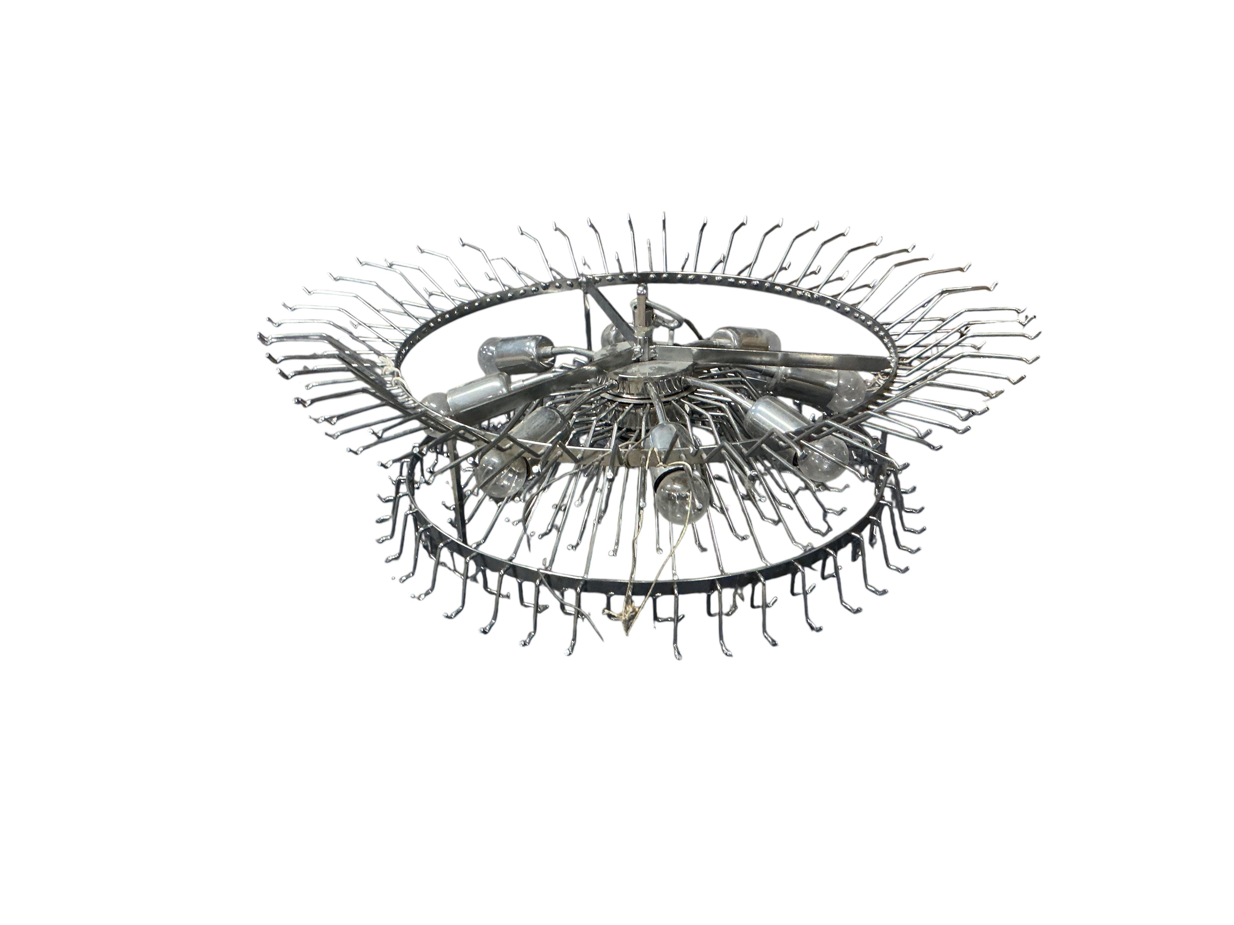 A Contemporary circular eight light ceiling shade, diameter 70cm